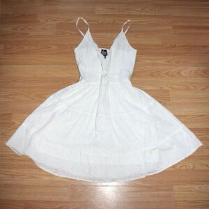 Angie White Eyelet Mini Dress with Spaghetti Straps